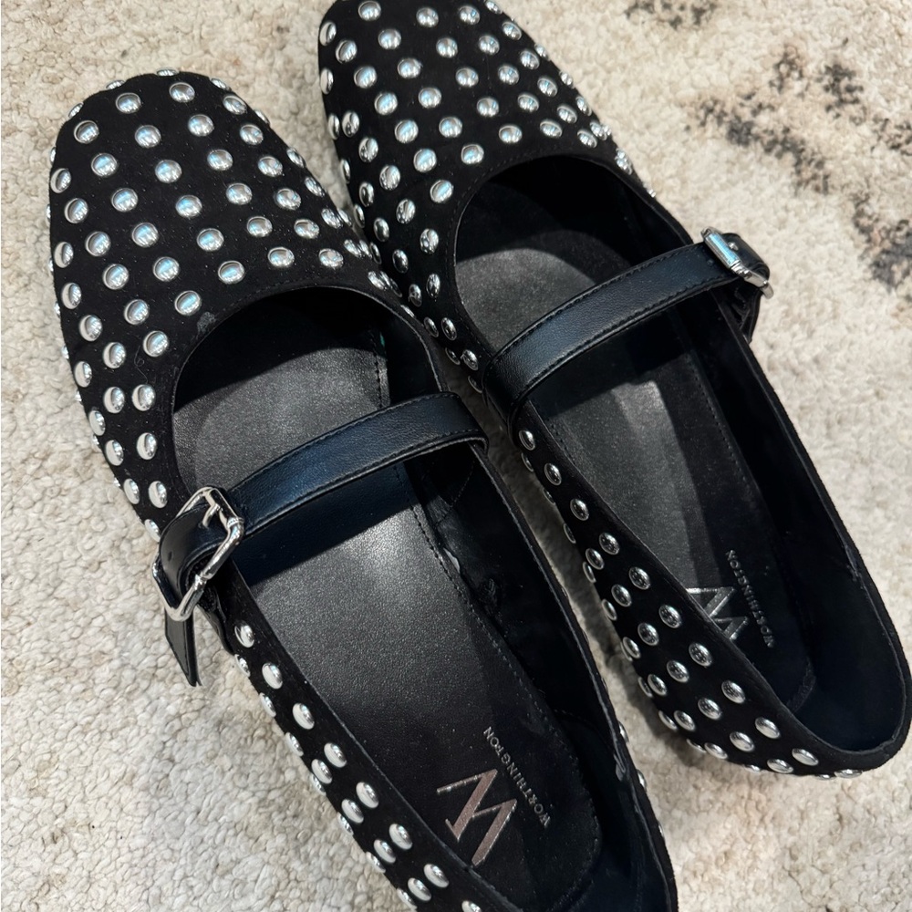 Black Studded Mary Jane Flats